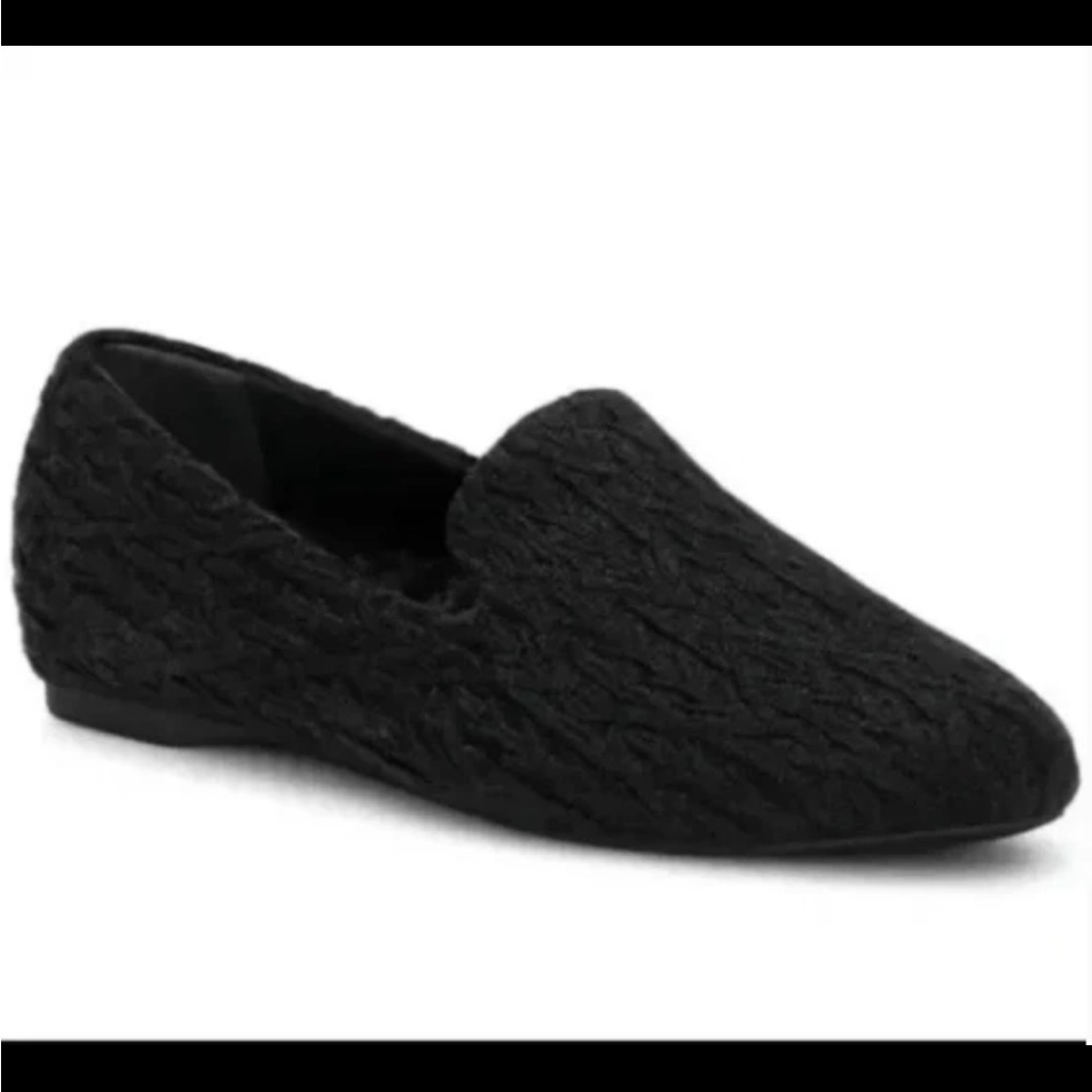 New black Birdies The Starling Forest Cable Knit Faux Fur Lined Loafers sz11